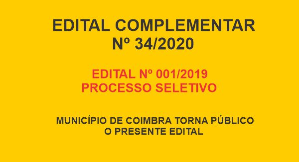 Edital Complementar nº 34/2020 Agente Comunitário de Saúde