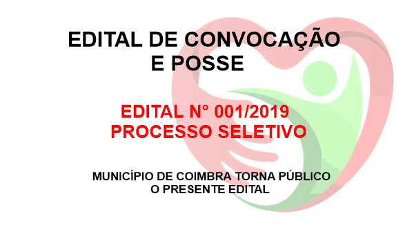 Edital de convocação e posse – Processo Seletivo 001/2019