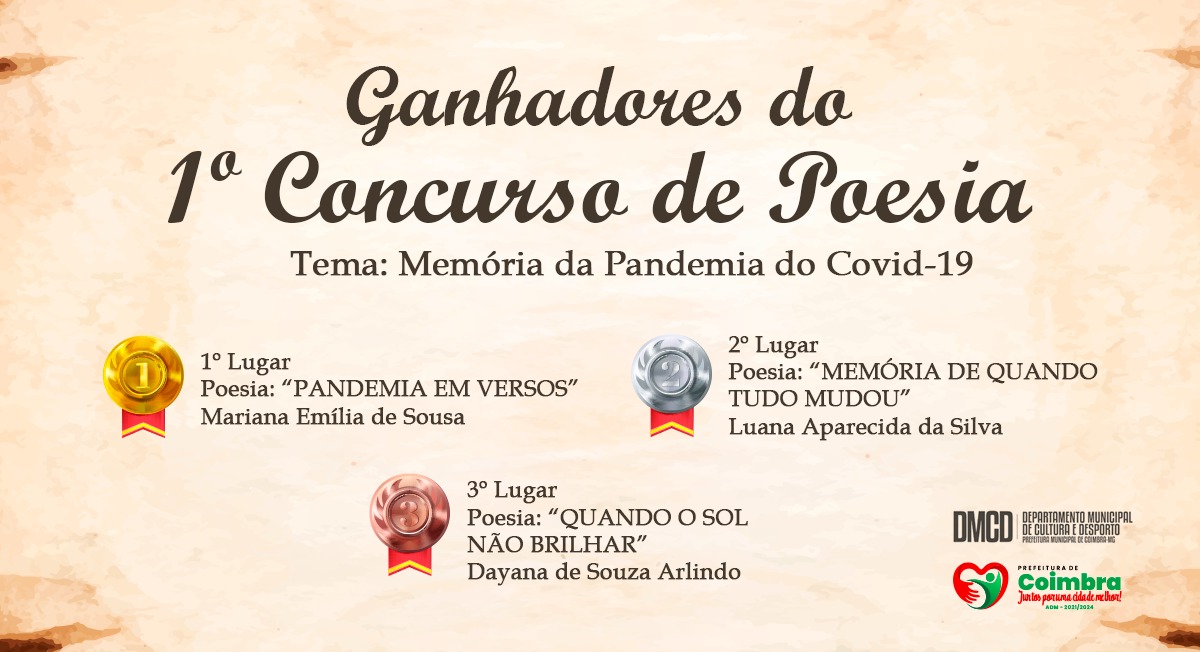 Ganhadores do 1° Concurso de Poesias de Coimbra